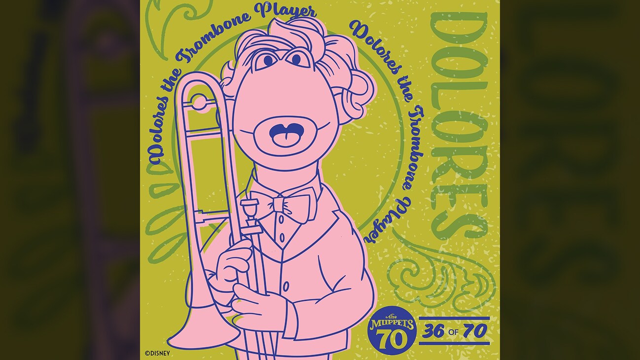 A colorful 2D image of Dolores from "The Muppets" | The Muppets 70 (36 of 70)