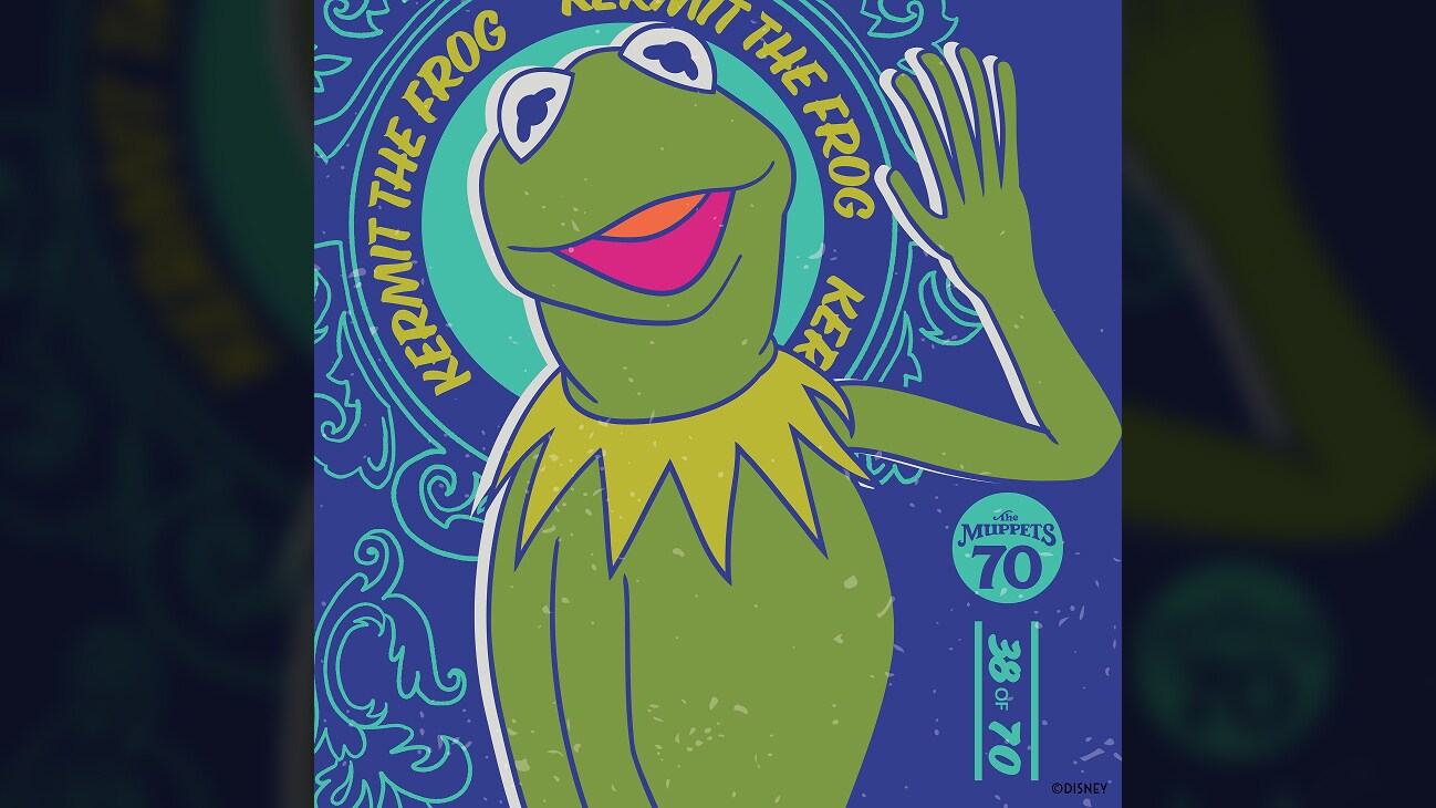 A colorful 2D image of Kermit the Frog from "The Muppets" | The Muppets 70 (38 of 70)