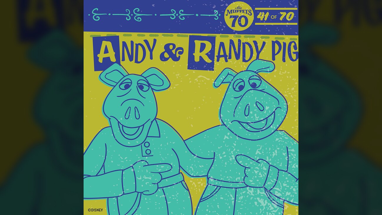 A colorful 2D image of Andy and Randy Pig from "The Muppets" | The Muppets 70 (41 of 70)