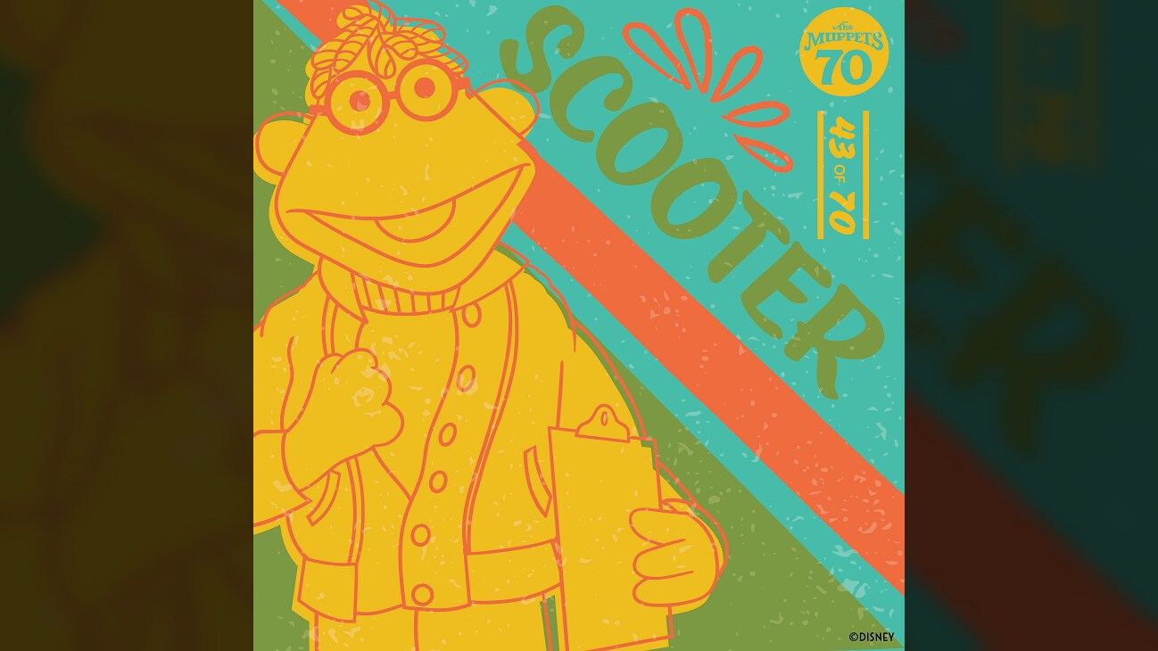A colorful 2D image of Scooter from "The Muppets" | The Muppets 70 (43 of 70)