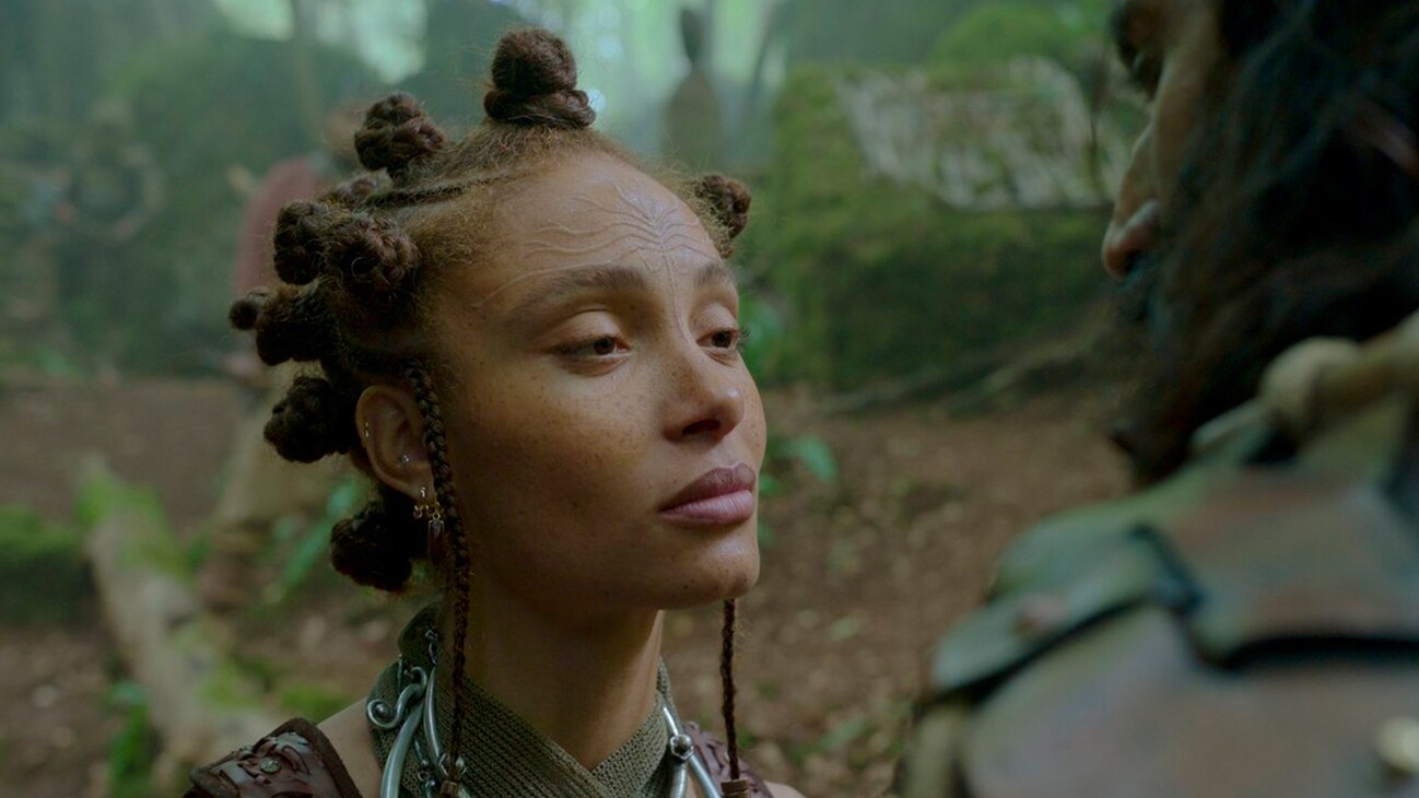 Scorpia (Adwoa Aboah) in Lucasfilm's WILLOW exclusively on Disney+. ©2022 Lucasfilm Ltd. & TM. All Rights Reserved.