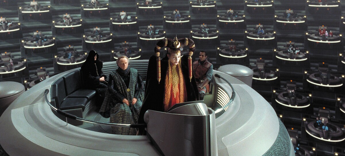 Queen Amidala addressing the Galactic Senate