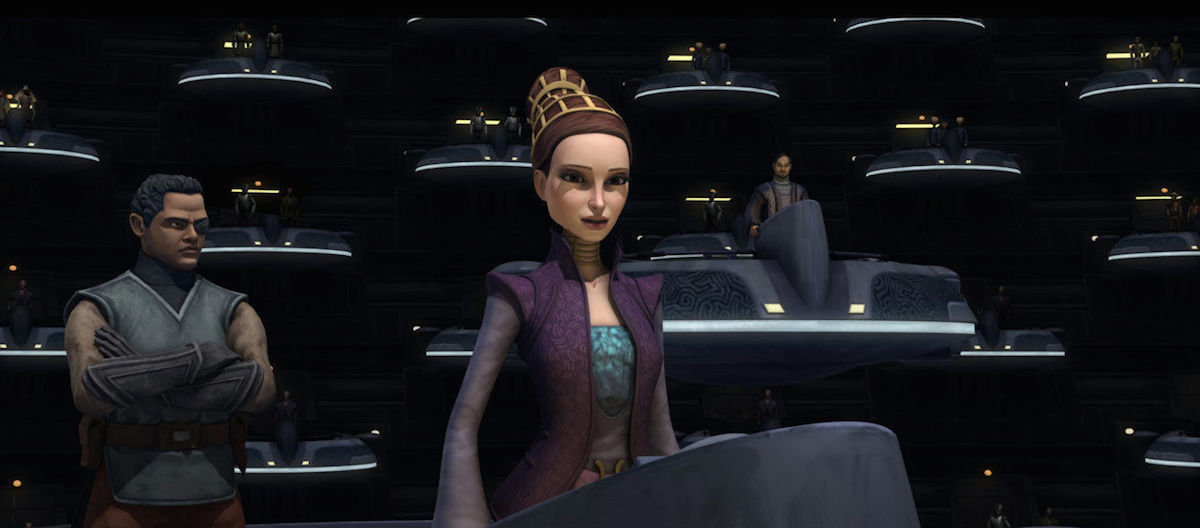 Senator Amidala addressing the Galactic Senate