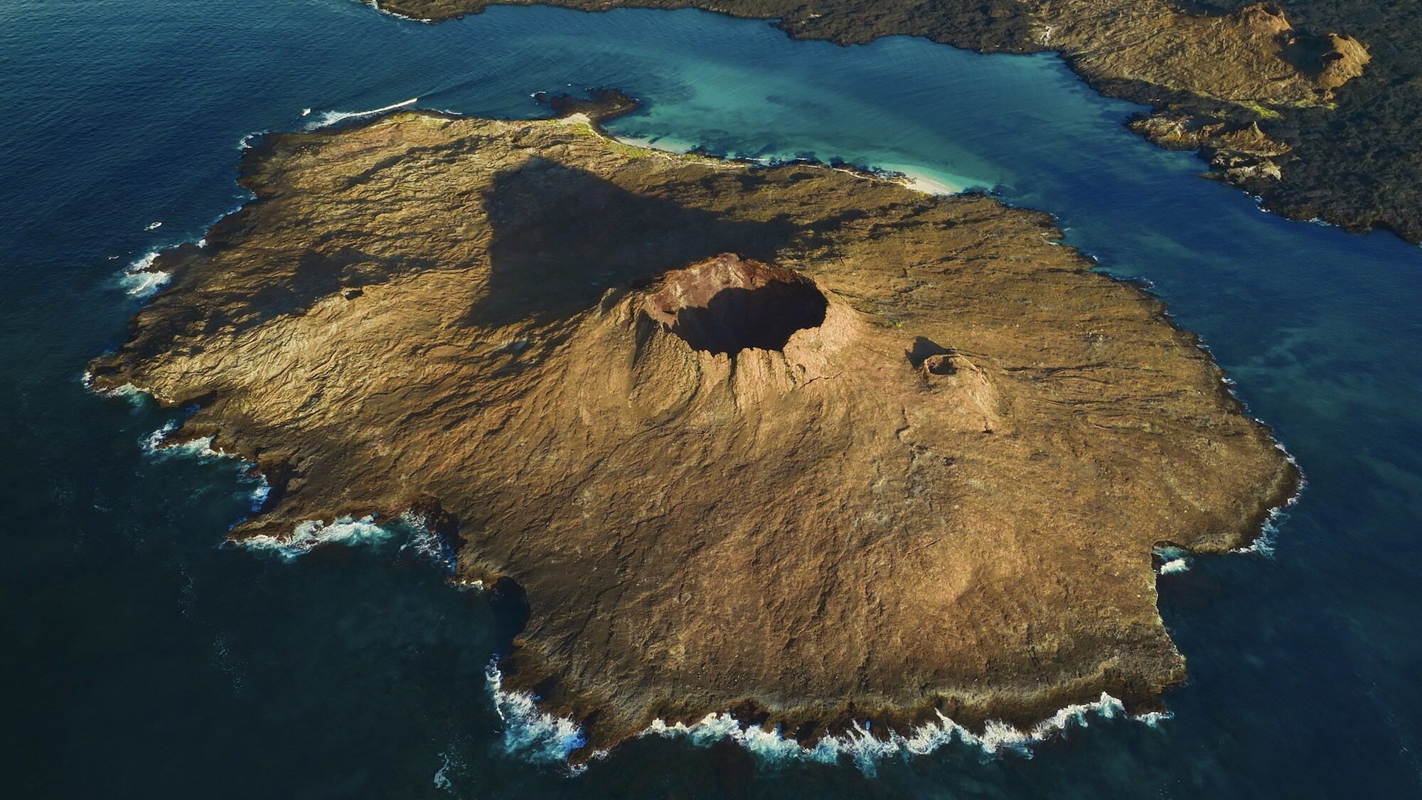 Drone shot of a volcano. (National Geographic for Disney+/Bertie Gregory)