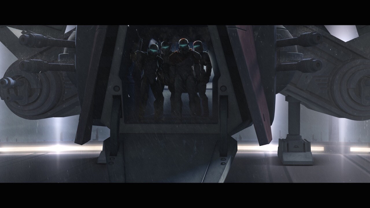 The clones escorting Halsey's body to the Jedi Temple are the four Republic commandos created for...