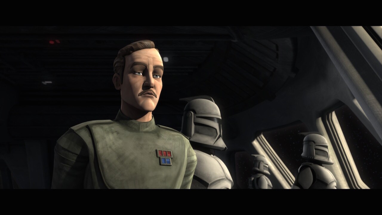 Admiral Yularen's line, "No! Lock them all down, hurry!" is a reference to C-3PO's line, "No! Shu...