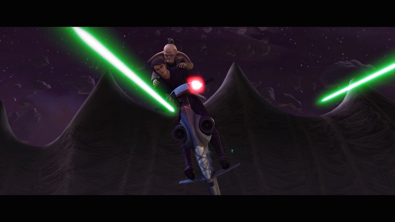 Anakin's hopping on a STAP is an echo from way back in 2008, The Clone Wars animated story.
