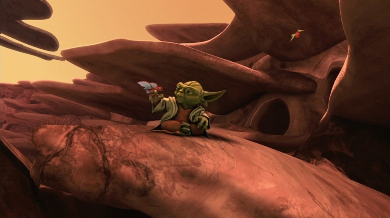 The little creature that perches on Yoda's finger on Rugosa is a baby neebray. 