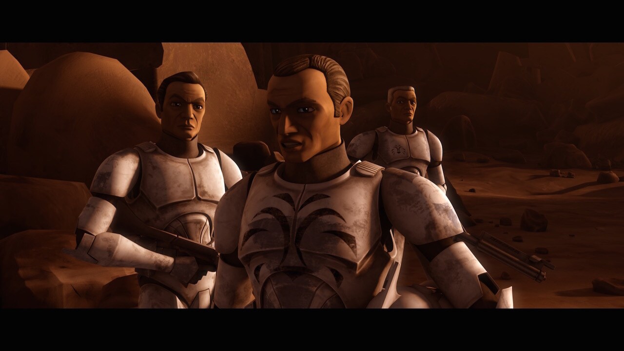 The troopers of Tango Company all have a striped tiger face logo on their armored shoulder plates...