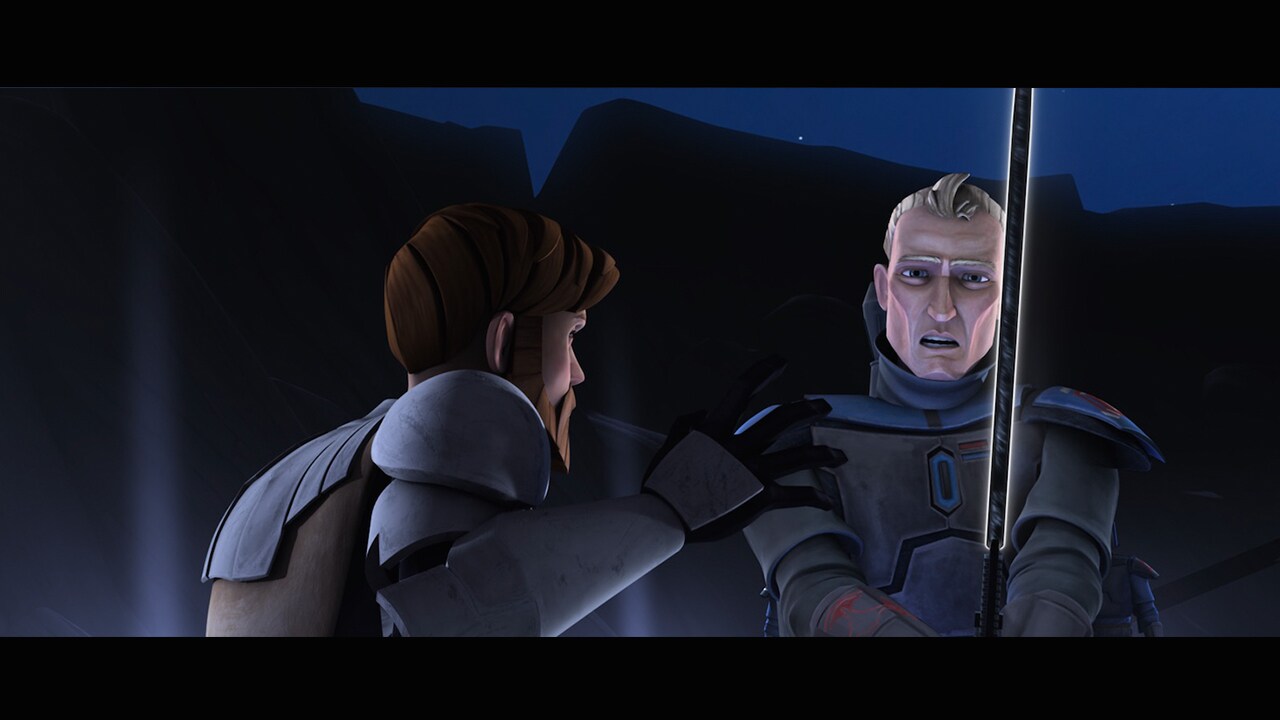 Satine rescued Obi-Wan, but Vizsla arrived, openly declaring his Death Watch allegiance. He threw...