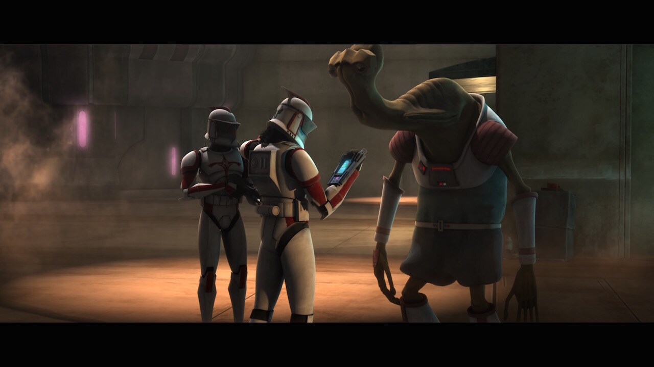 According to the script, the Ithorian's translated dialogue to the clone troopers is, ironically,...