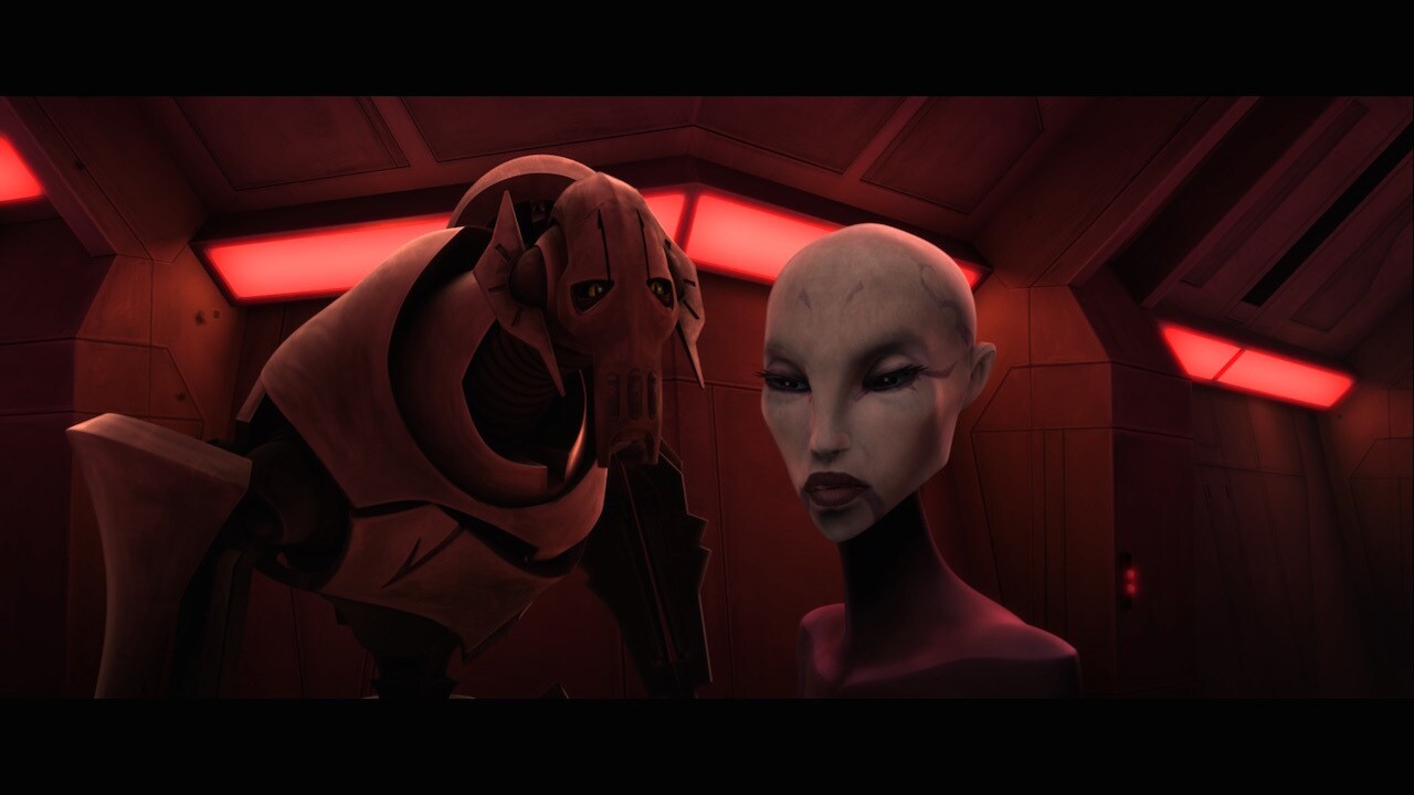 This episode depicts the first time General Grievous has met Asajj Ventress face-to-face.