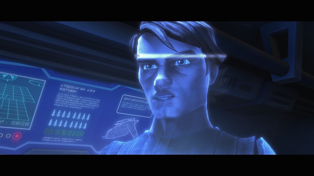 This episode is rather heavy with peculiar Aurebesh phrases. One of the Republic display screens ...