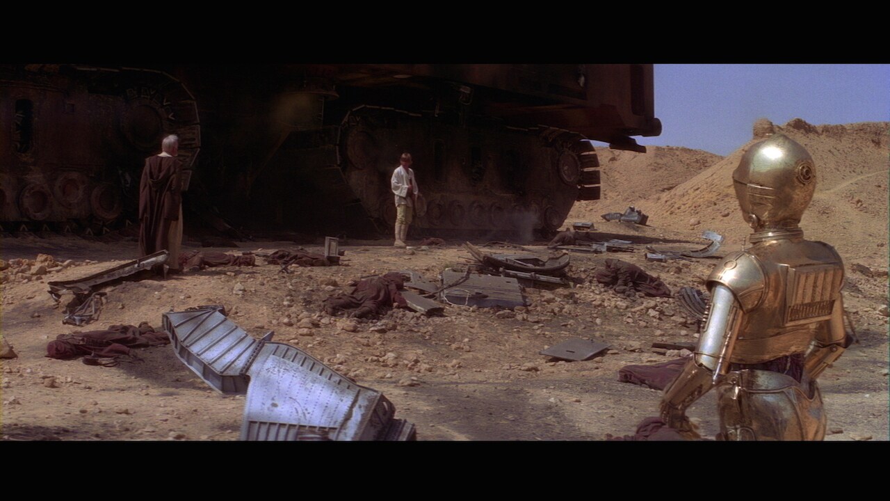 When Luke and Obi-Wan came across the burned-out shell of a Jawa sandcrawler, Luke assumed the de...