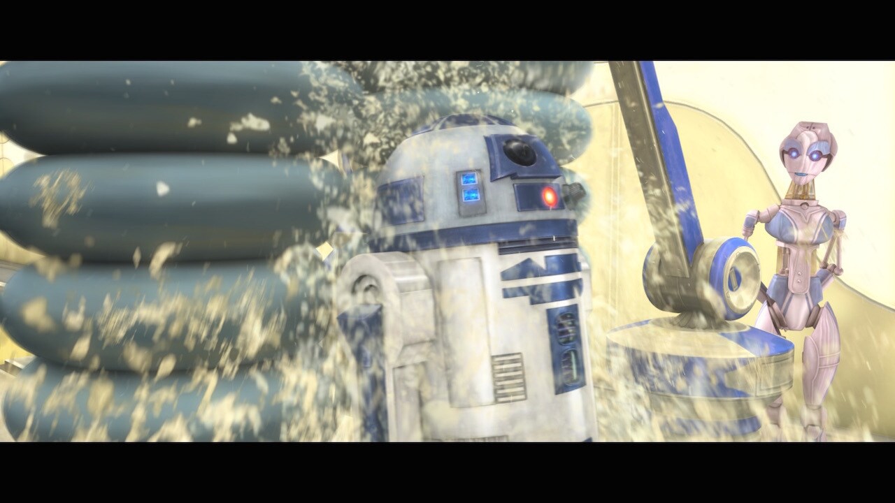 Among the inspirations for the tone and pacing of the droid spa sequence was the scene where Stev...