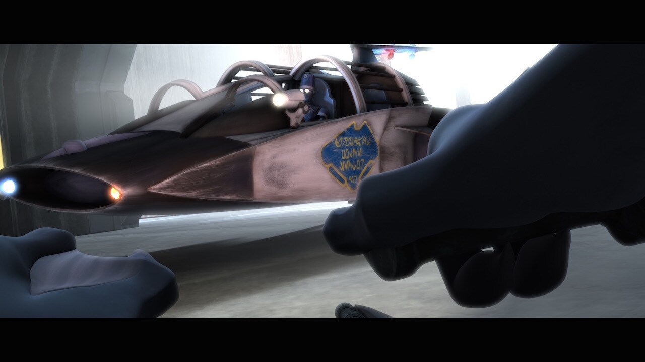 The Coruscant police speeders list their jurisdiction ("Coruscant police sector 417") as well as ...