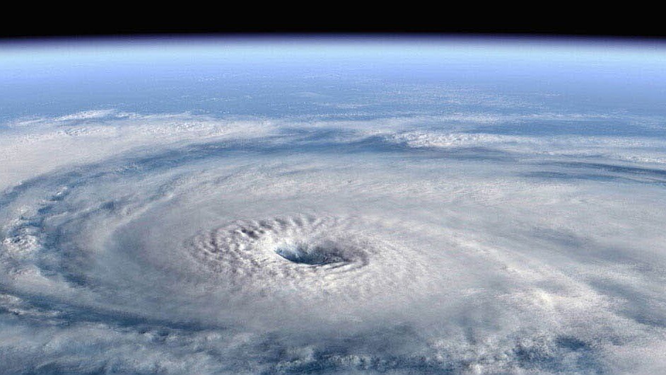 Photo of hurricane forming as seen from above Earth