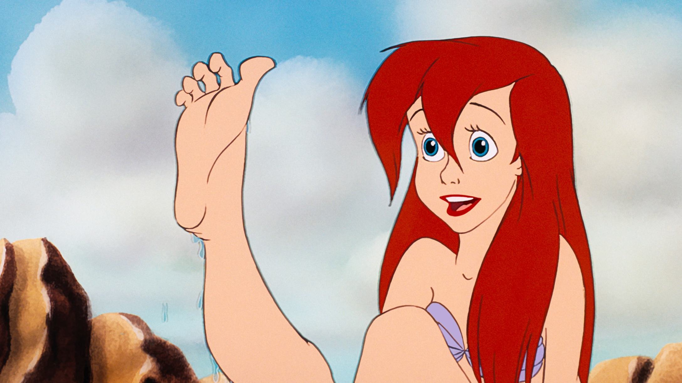 Ariel admiring her new feet.