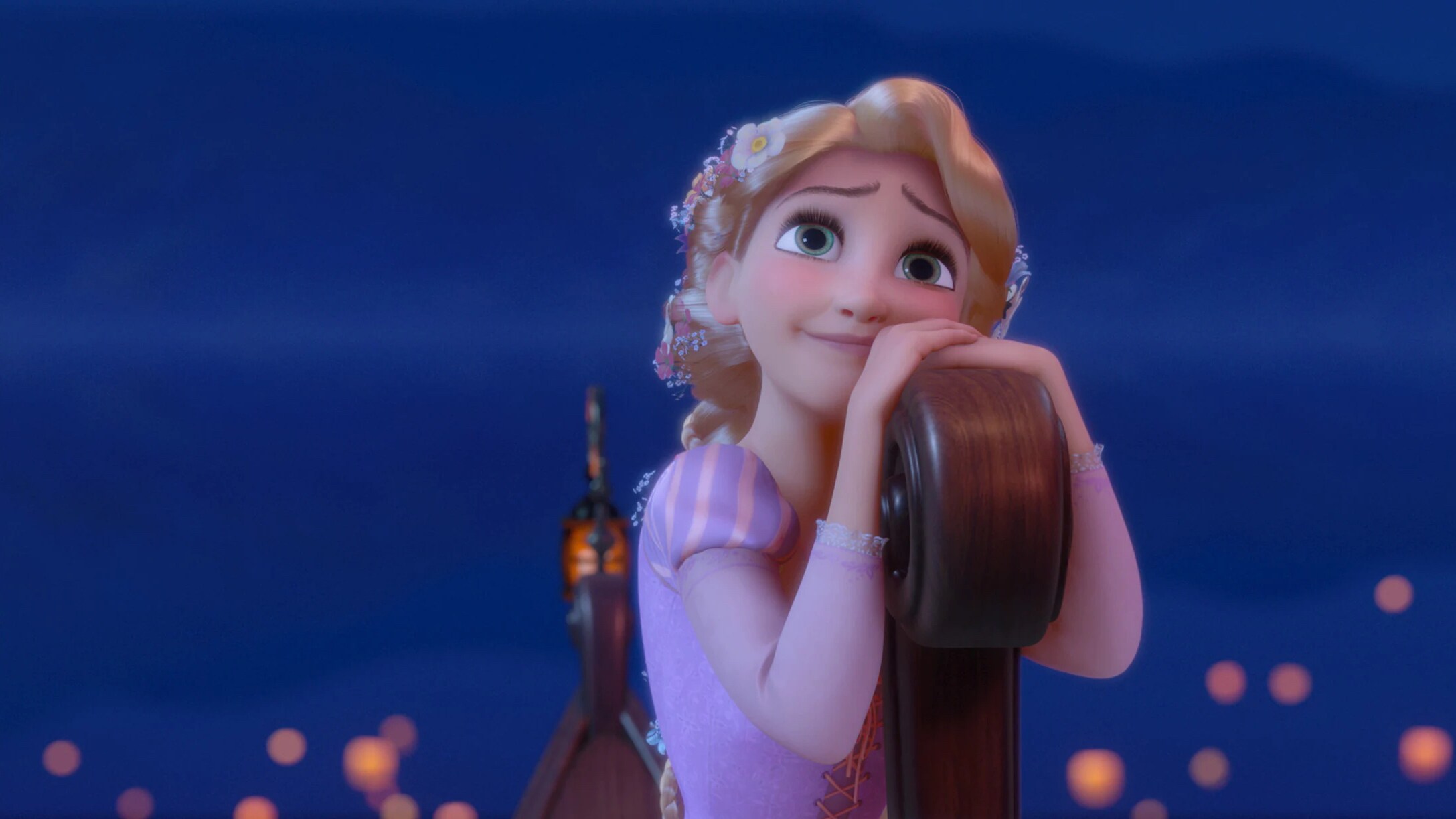 Rapunzel finally getting to see the floating lanterns.