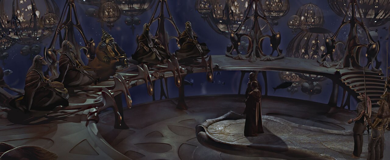 The underwater scenes with the Gungans.