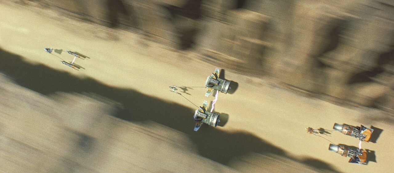 An above look at the podrace from The Phantom Menace.