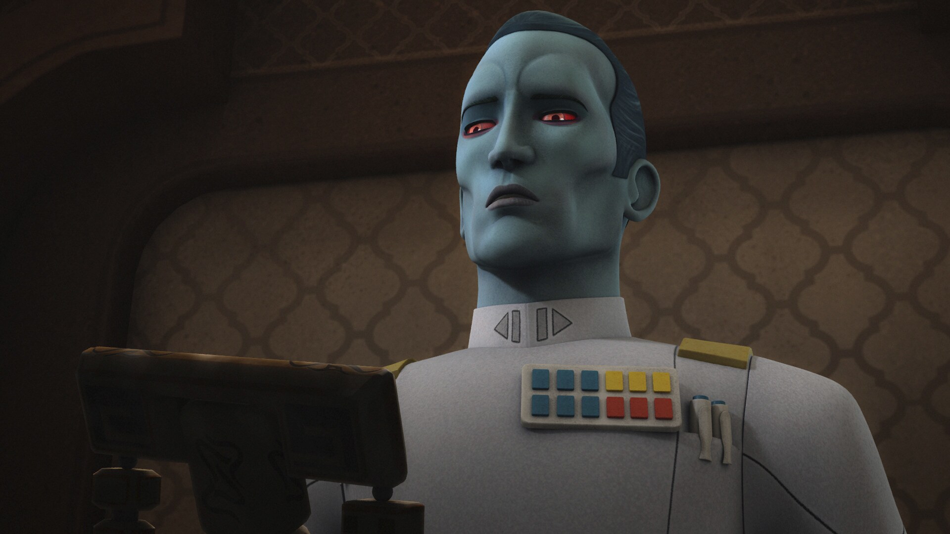 During his assignment to help quash rebel activity on the world of Ryloth, Thrawn set up headquarters in the childhood home of Hera Syndulla.