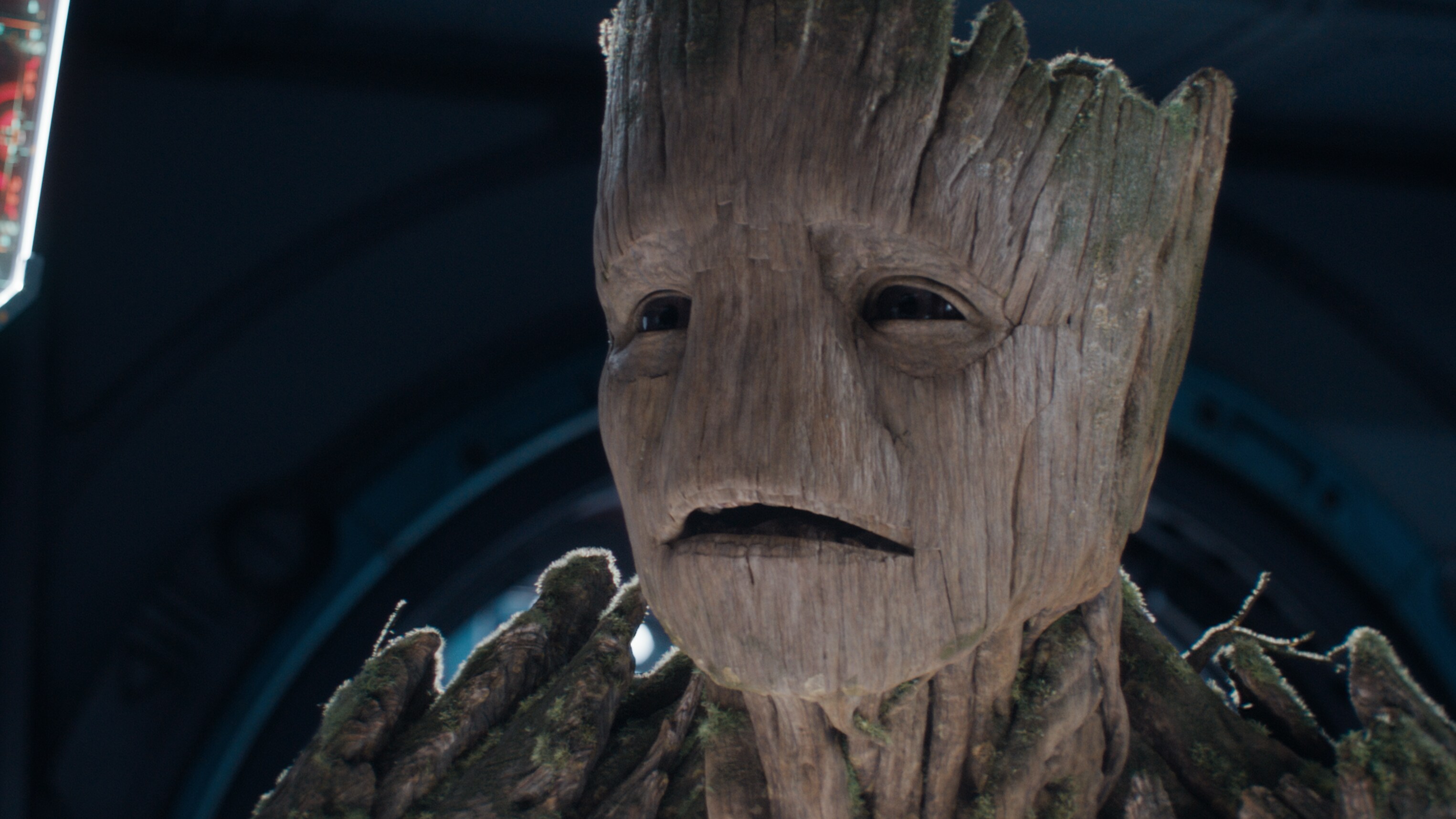 Groot looking worried.