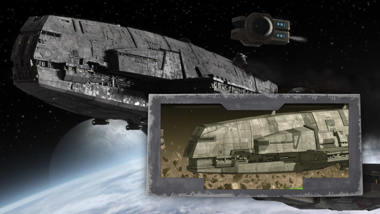 The Imperial Gozanti cruiser first appeared in Star Wars Rebels.