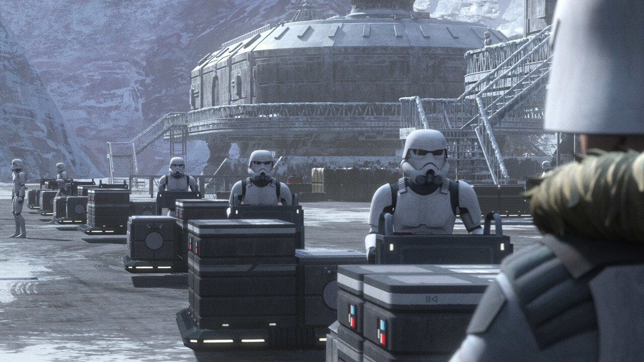 Standard TK stormtroopers are seen in this episode despite Barton IV being an ice world. Apparent...