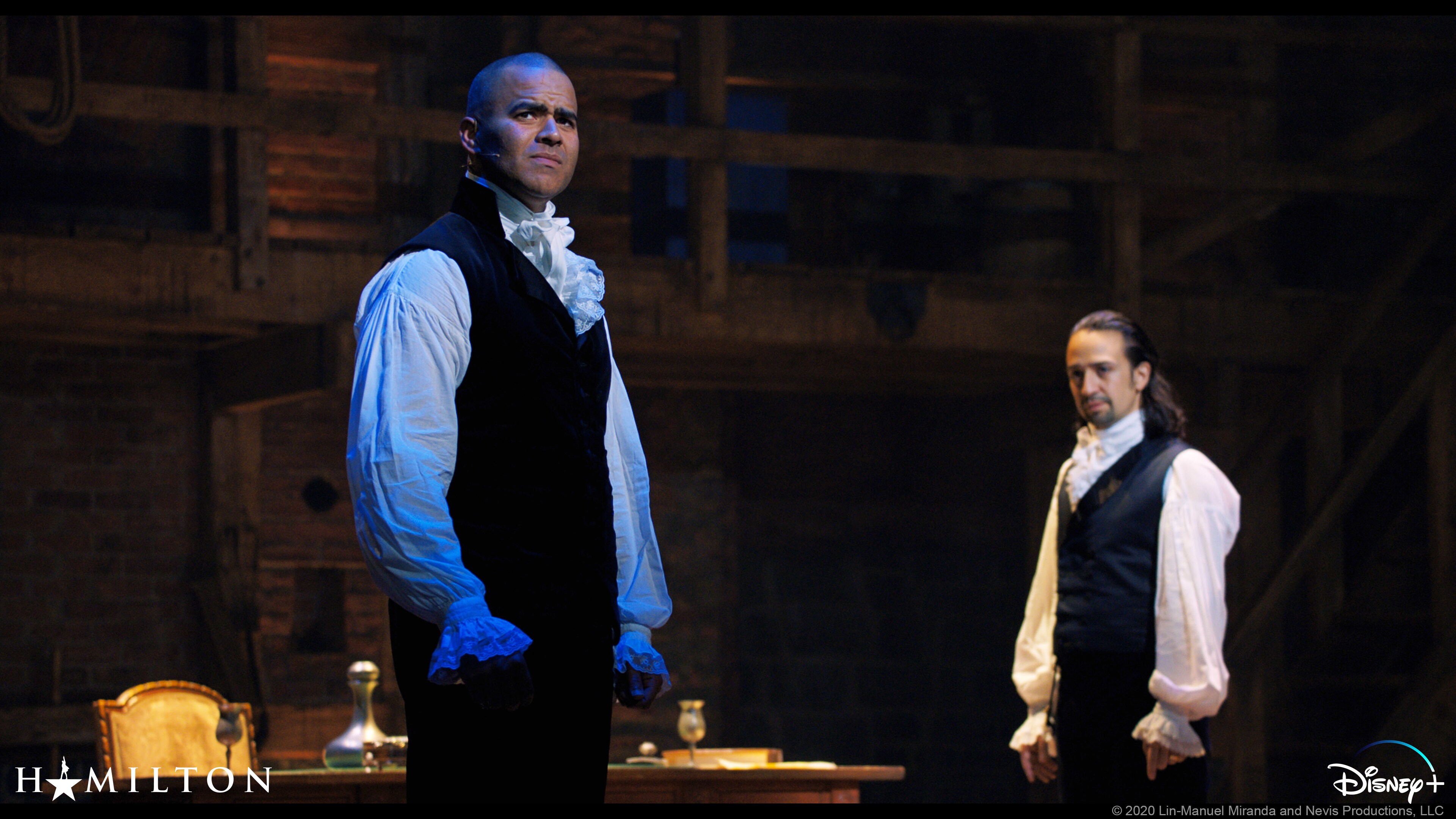 George Washington (Christopher Jackson) e Alexander Hamilton (Lin-Manuel Miranda)