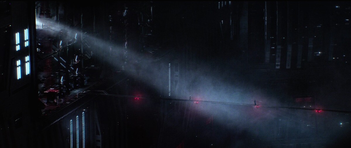 Han Solo confronting Kylo Ren on Starkiller Base