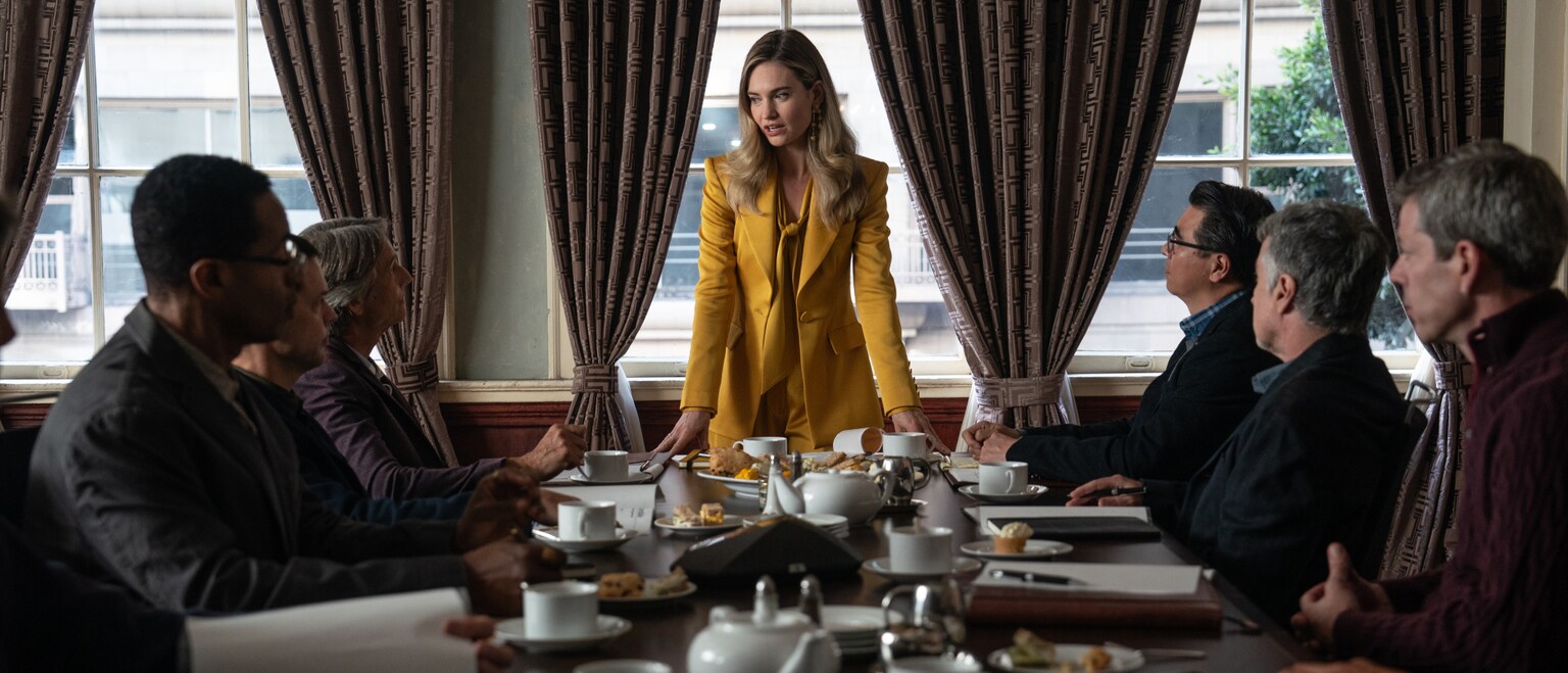 Lily James as Whitney Wolfe Herd in 20th Century Studios' SWIPED. Photo by Hilary Bronwyn Gayle. © 2025 20th Century Studios. All Rights Reserved.