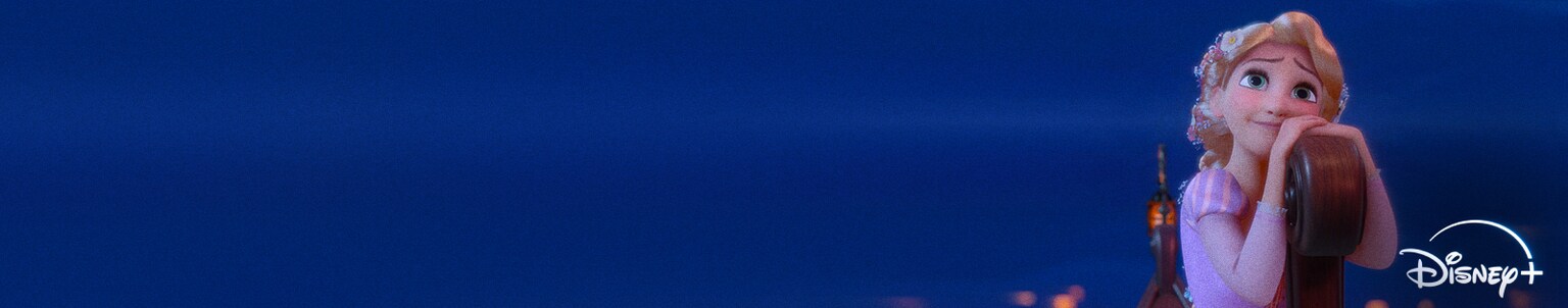 Still image from Tangled, of Rapunzel resting on a boat, gazing up at the sky.