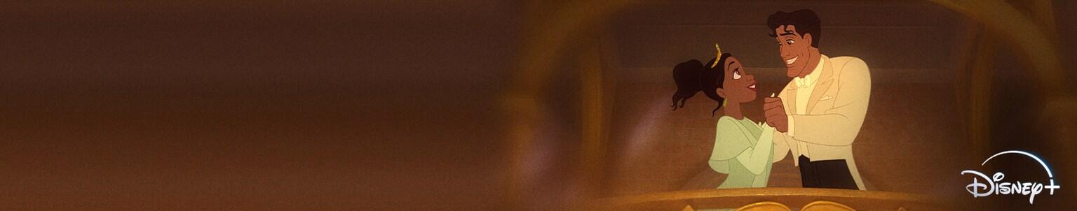 Image from The Princess and the Frog of Tiana and Prince Naveen gazing into each other's eyes.