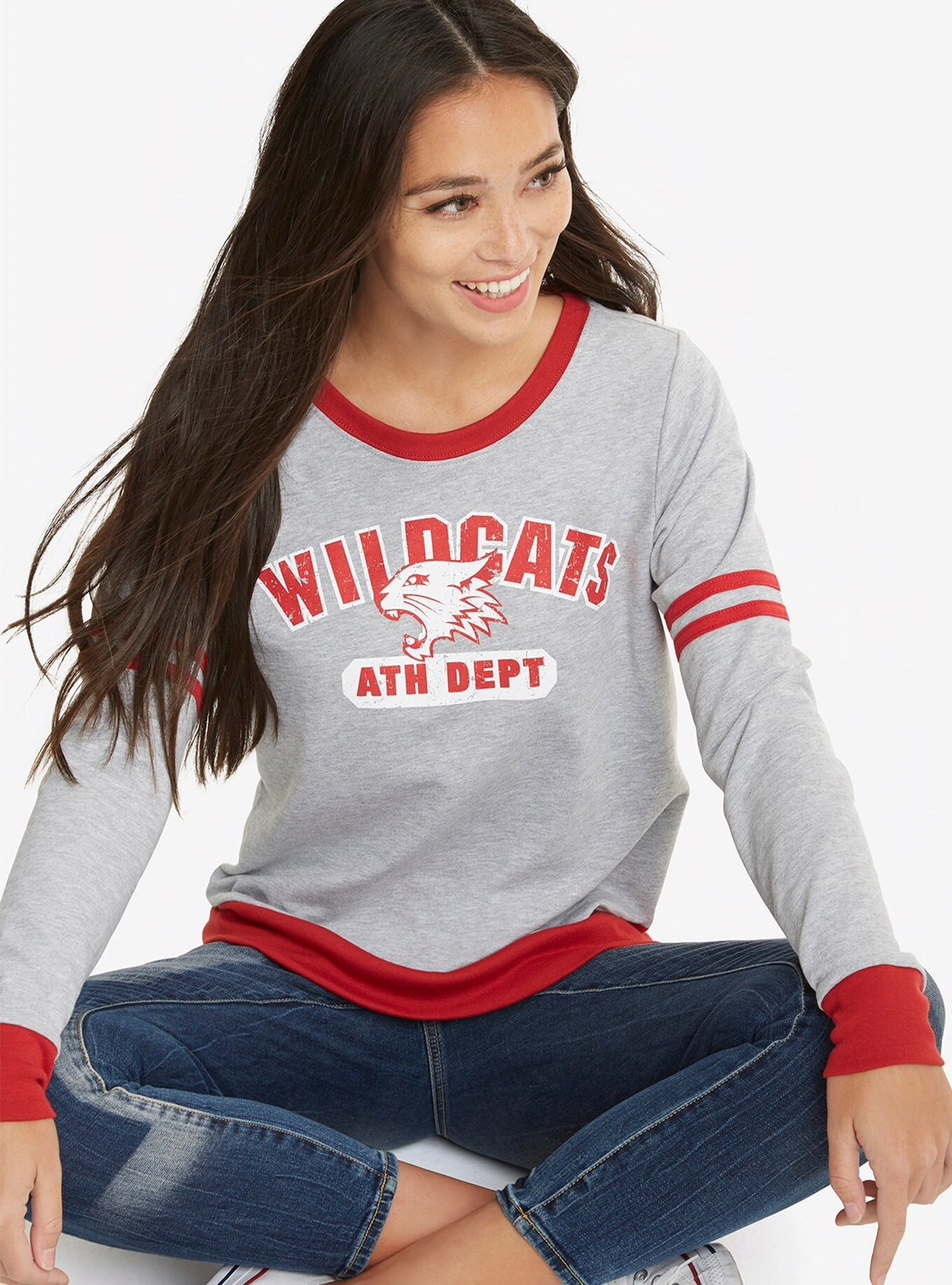 Model wearing a High School Musical Wildcats sweatshirt