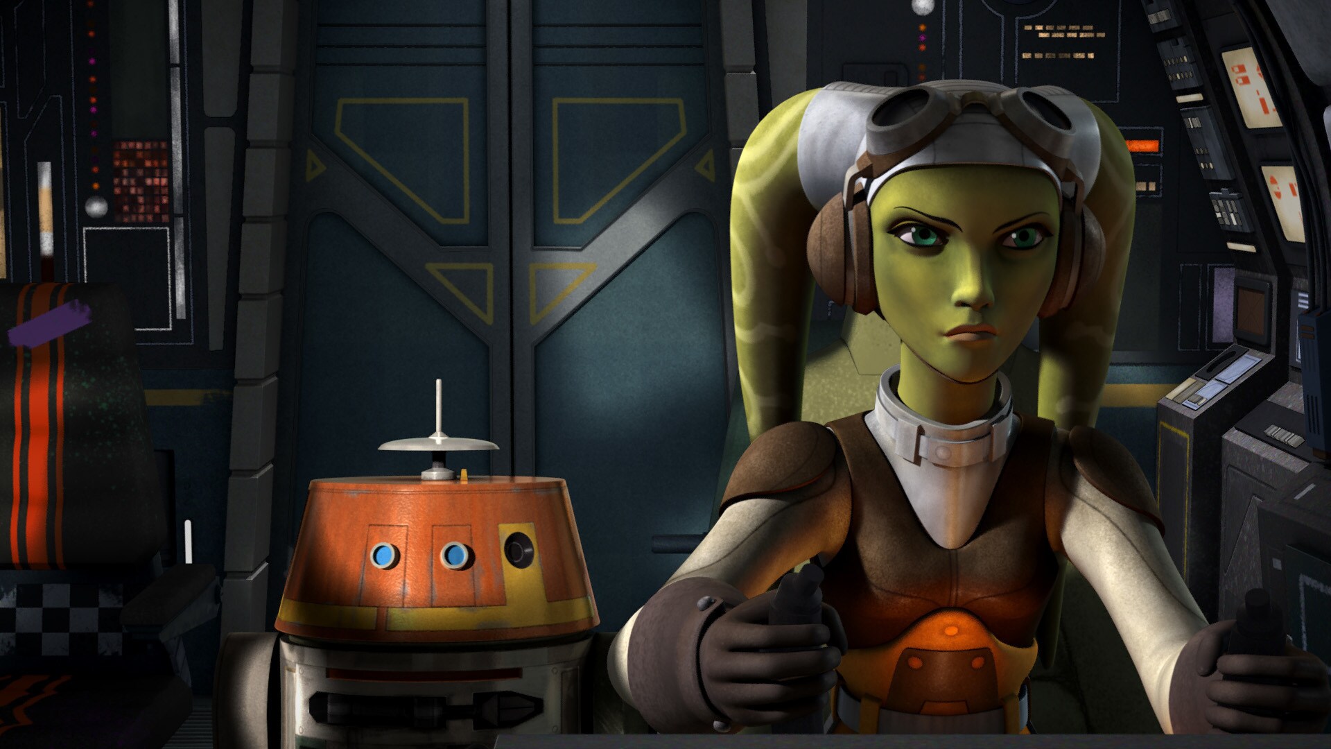 In her ship, the Ghost, Hera and Chopper traveled the galaxy to help those in need. In the Gorse system, she met Kanan Jarrus, and the trio formed the basis of what would become the Ghost crew.