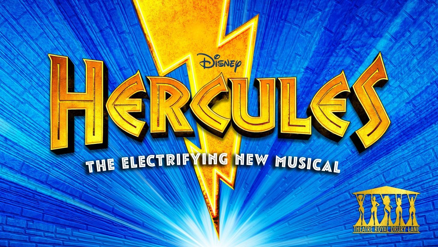 Hercules poster with a yellow Lightning bolt on a blue background