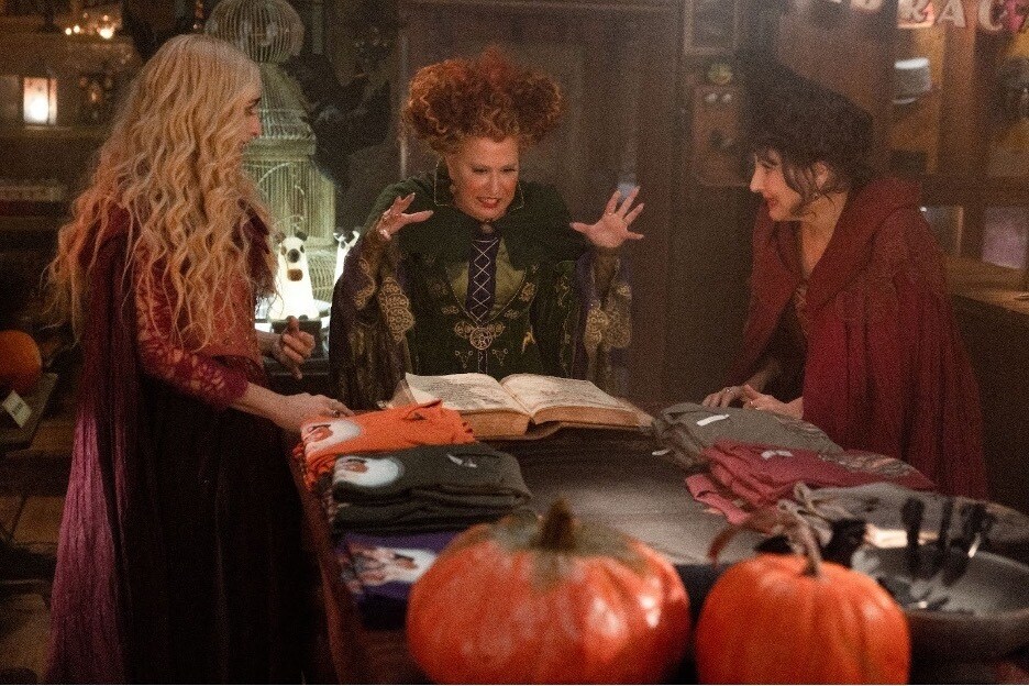 The Sanderson Sisters work on a spell in Hocus Pocus 2