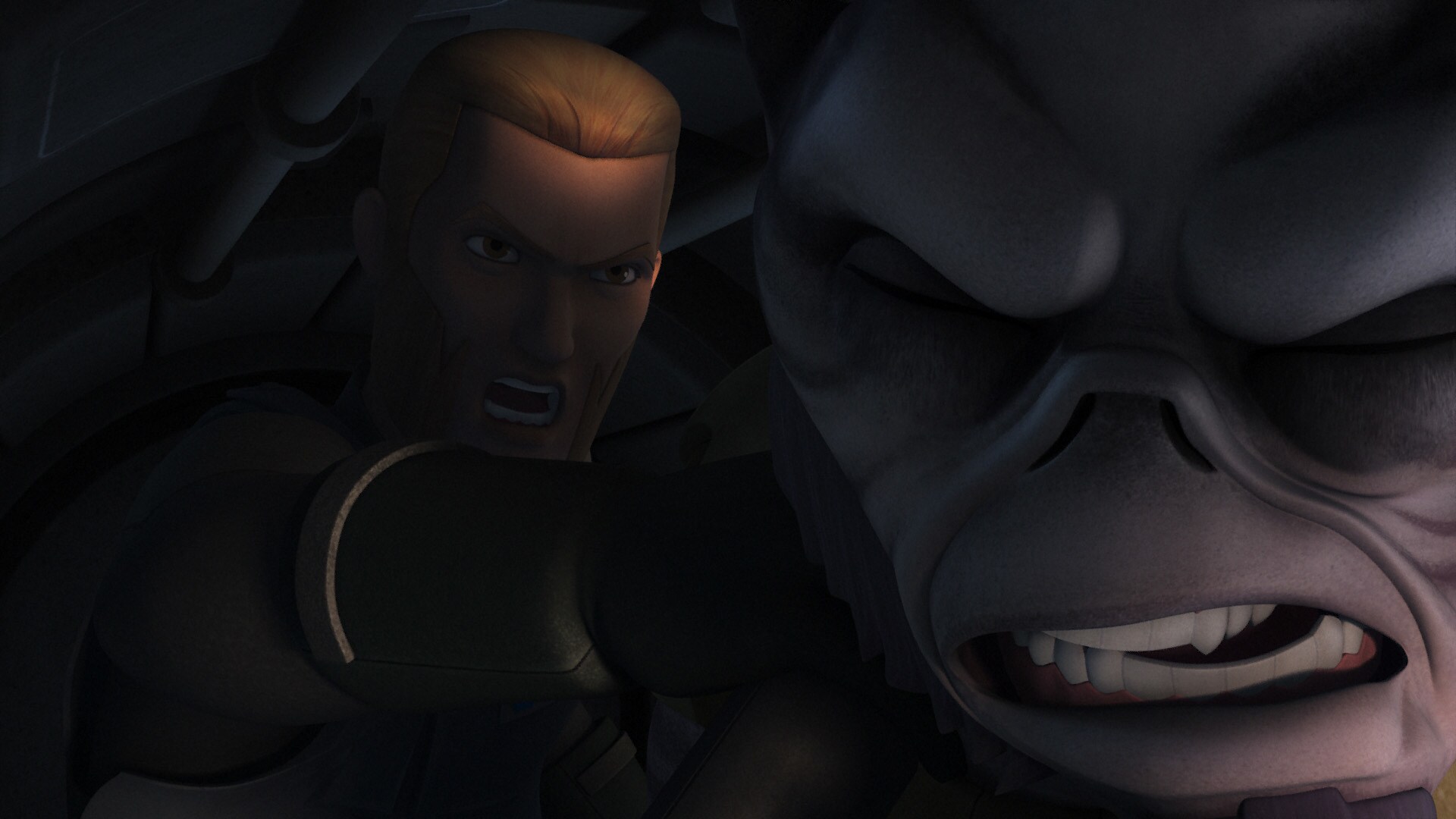 But he's not alone. Kallus follows Zeb inside, and the two battle as the pod zooms toward Geonosis.