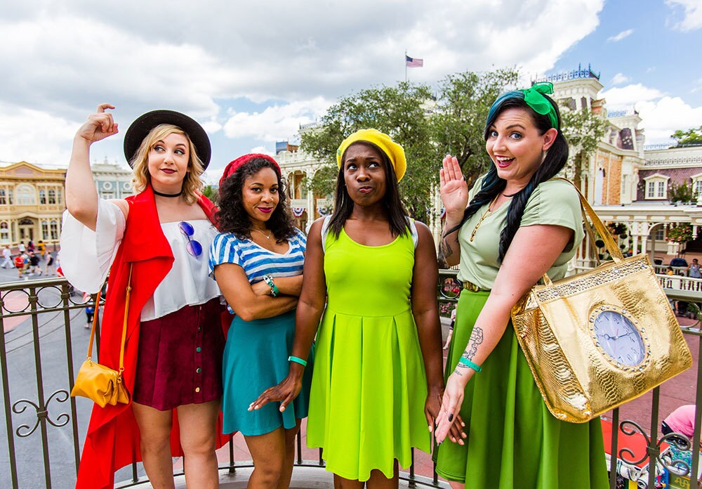 Fans posing for a picture during Peter Pan's 65th Anniversary Parade