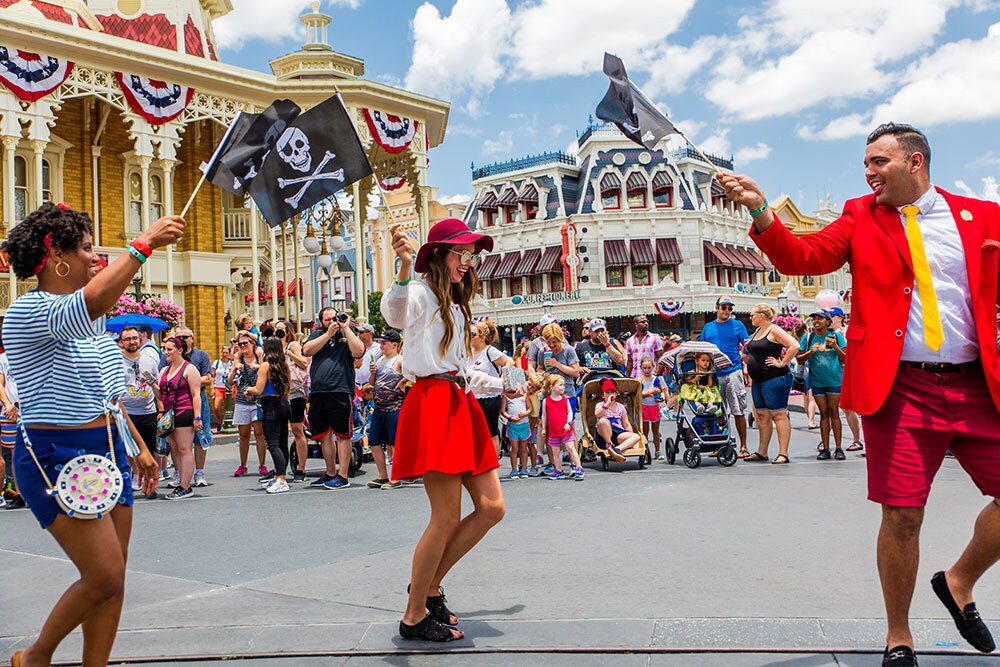 Fans celebrating during Peter Pan's 65th Anniversary Parade