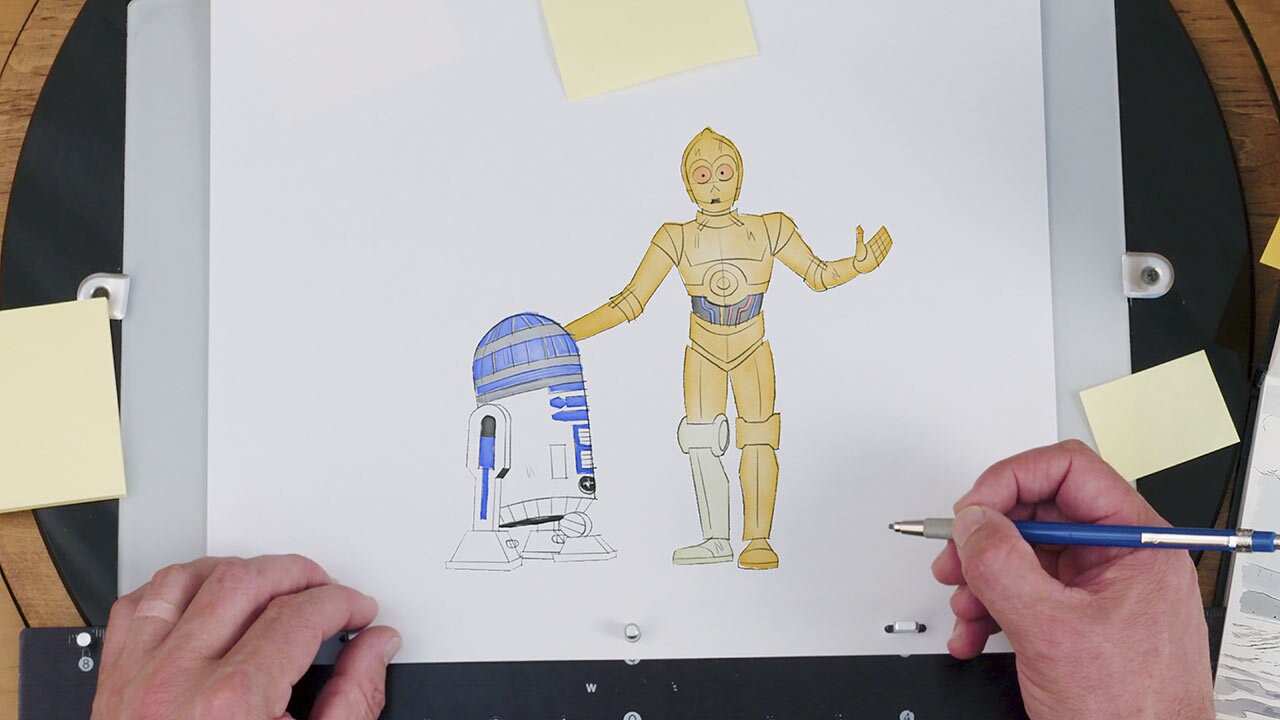 R2-D2 and C-3PO in How NOT to Draw R2-D2