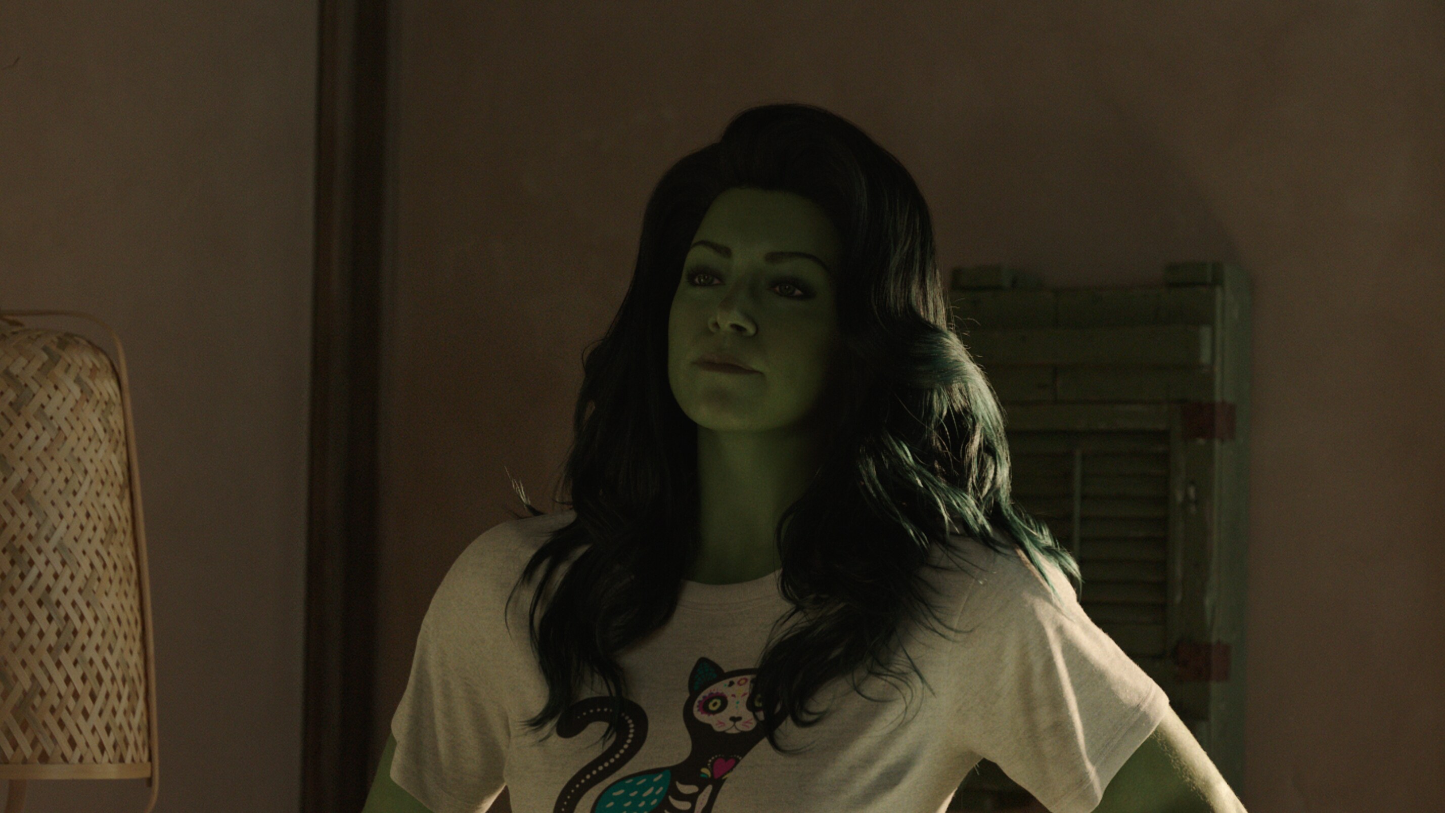 Tatiana Maslany as Jennifer "Jen" Walters/She-Hulk in Marvel Studios' She-Hulk: Attorney at Law, exclusively on Disney+. Photo courtesy of Marvel Studios. © 2022 MARVEL.