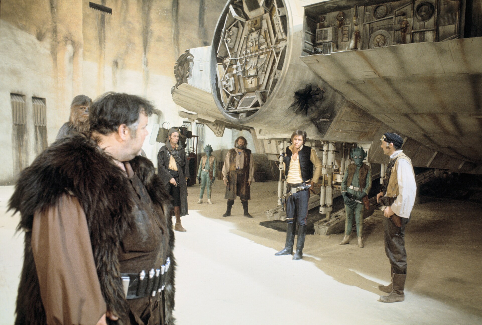 Declan Mulholland on set of Star Wars (1977) as Jabba the Hutt.