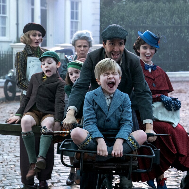 John, Annabel, Jack, Georgie, and Mary Poppins ride a bike