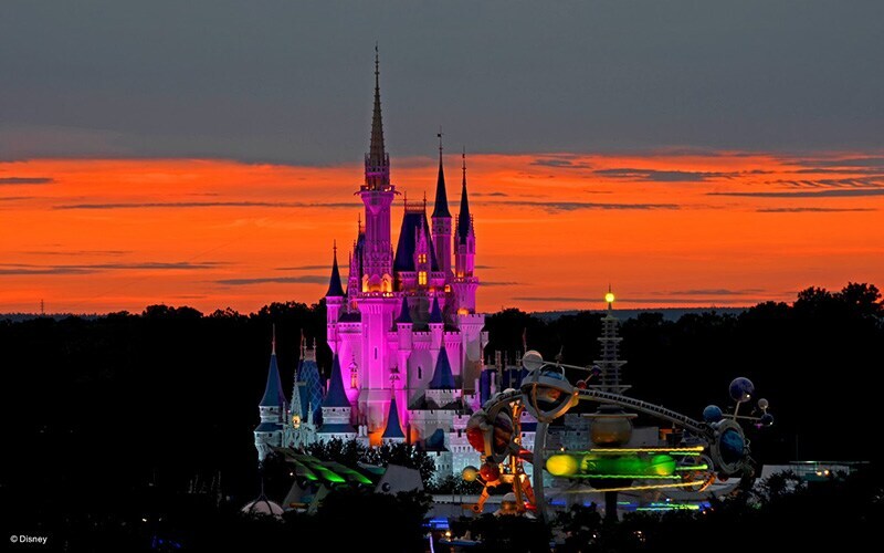 disneyland castle sunset