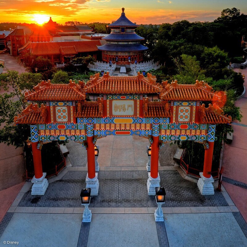 China Pavillion in Epcot during Sunset