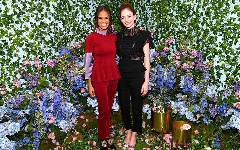 Mackenzie Foy and Misty Copeland in The Land of Flowers portion of The Nutcracker and the Four Realms New York City pop-up experience