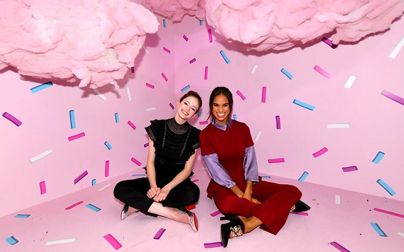 Mackenzie Foy and Misty Copeland in The Land of Sweets portion of The Nutcracker and the Four Realms New York City pop-up experience
