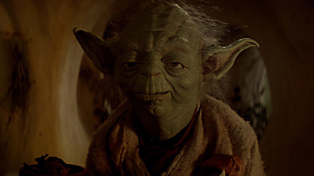 Yoda inside his hut in The Empire Strikes Back.